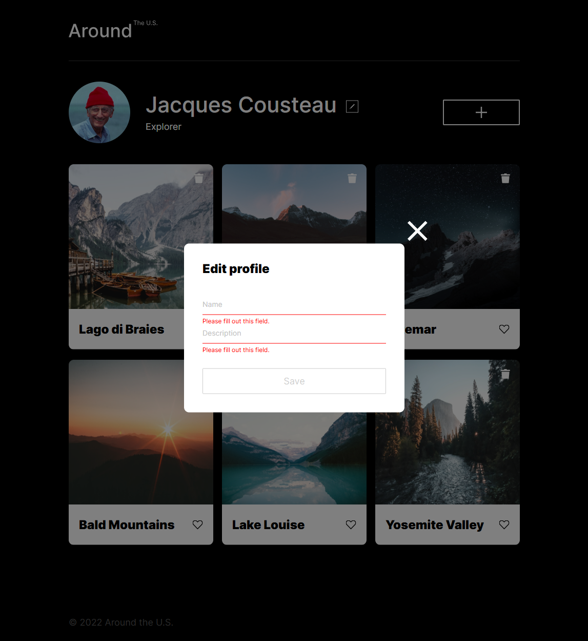 Mainpage Invalid Form View